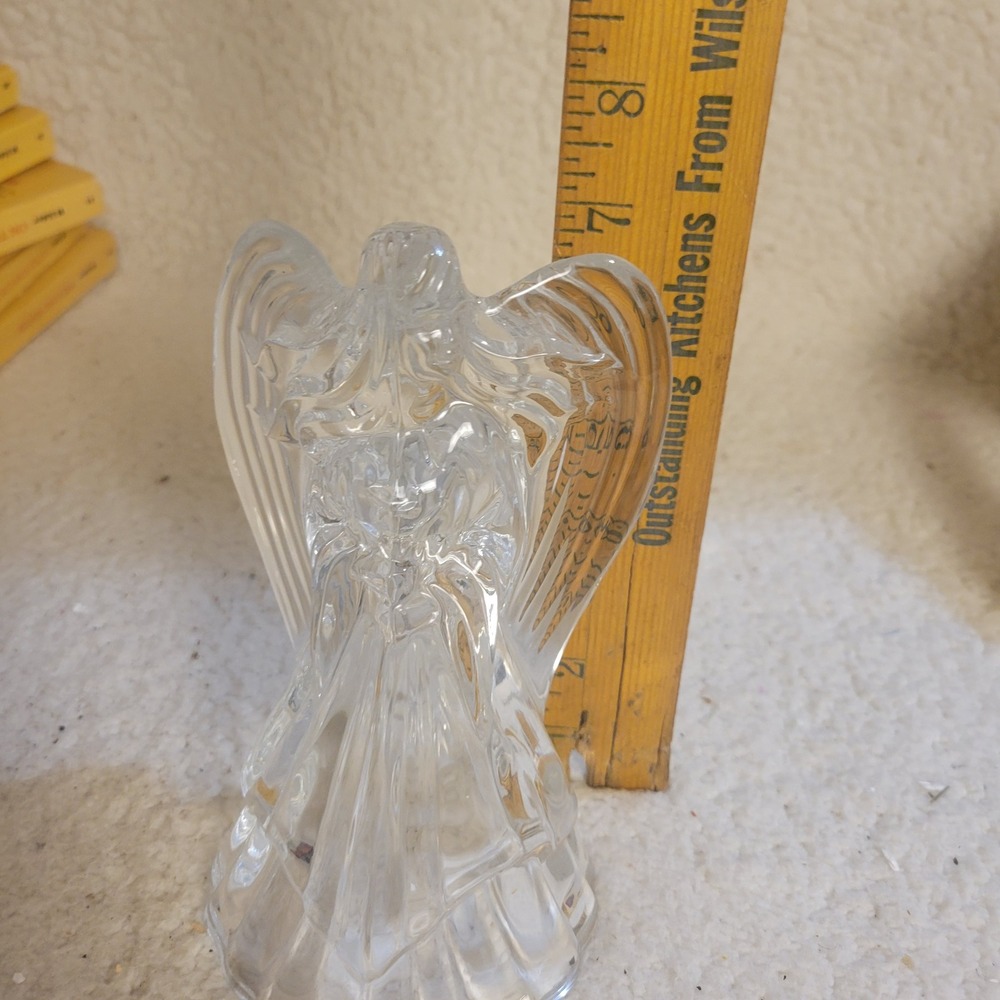 Clear Glass Angel Figurine 7.5 Inch Tall Pressed Glass Religious Holiday Decor - Picture 5 of 6